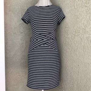 AGB Striped Navy White Sheath Dress